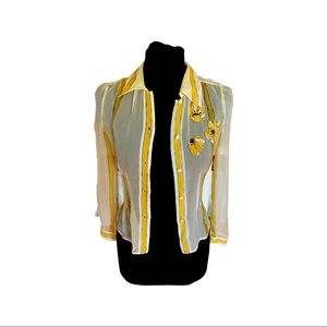 VINTAGE PRADA sheer silk blouse with floral detail